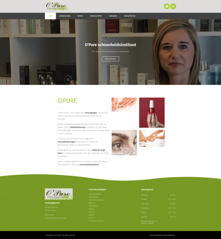 website voor schoonheidsspecialiste