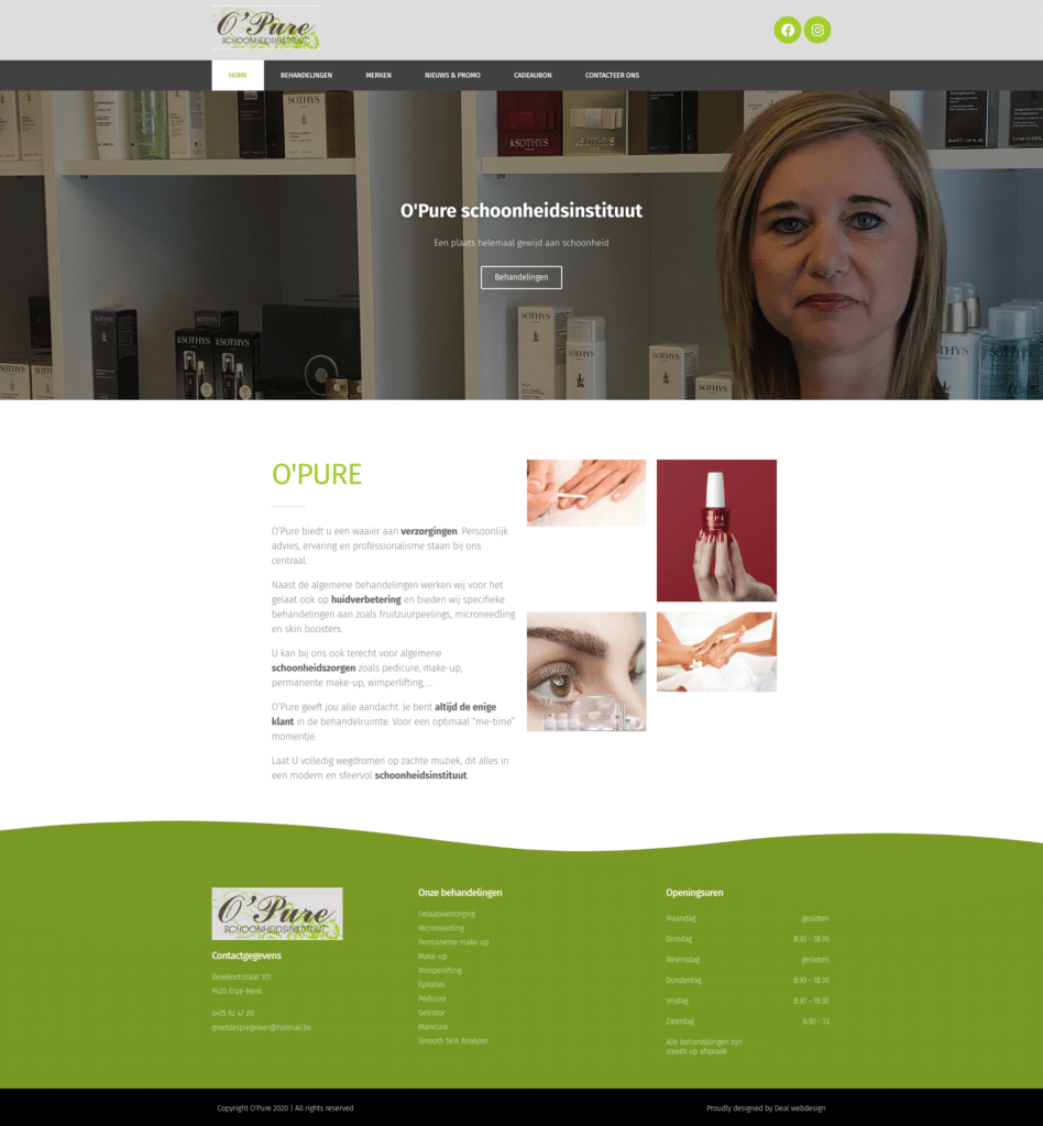 website voor schoonheidsspecialiste