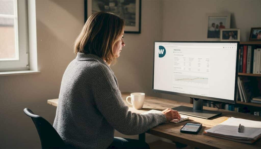 Een Vlaamse ondernemer aan het werk achter zijn laptop op kantoor.