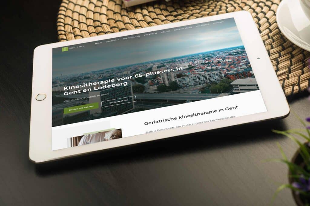 Website van Sterk te Been, kinesist aan huis in Gent, gemaakt door Deal Webdesign