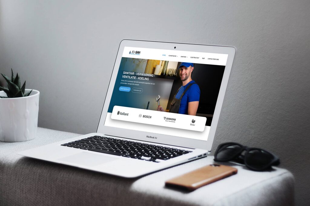 Website van installateur AB-SAN, gemaakt door Deal Webdesign