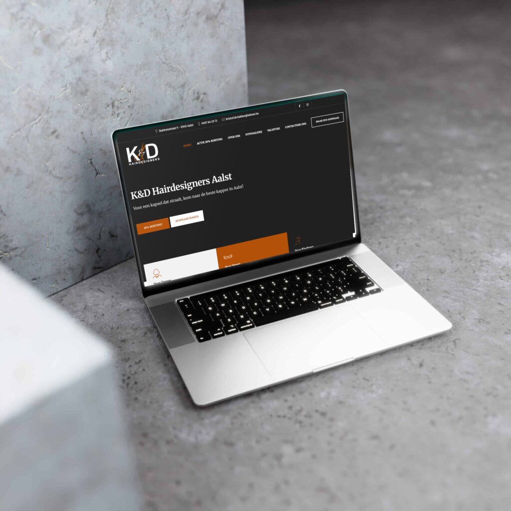Website van kapsalon K&D Hairdesigners in Aalst, gemaakt door Deal Webdesign
