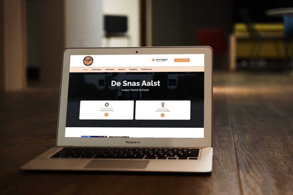 Website van tennis- en padelclub De Snas in Aalst, gemaakt door Deal Webdesign